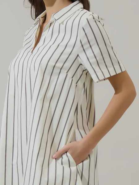 Kamara Stripe Mini Dress in Marhsmallow