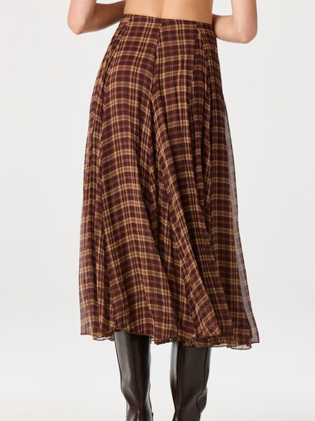 Fiori Skirt in Brown Plaid