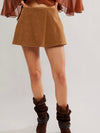 Paradise Found Suede Skort in Caramel Cafe