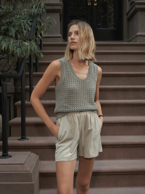 Ferns Open Knit Tank in Shadow