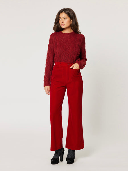 Sailor Velvet Pant in Ruby