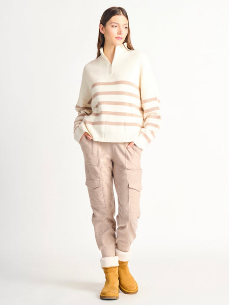 San Diego Stripe Sweater in Cream/Sand Stripe