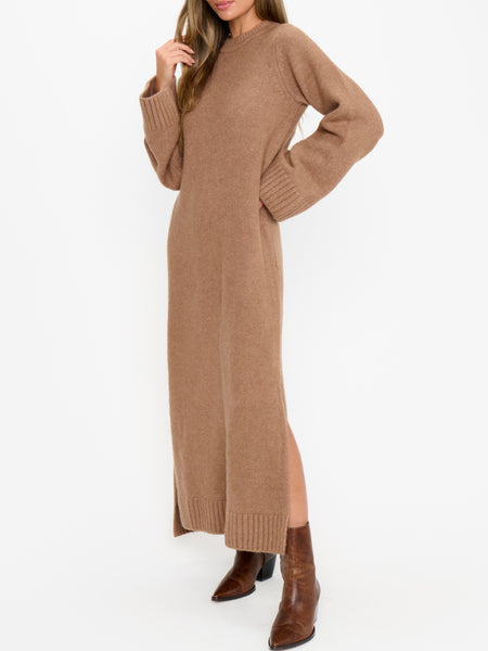 Lorraine Maxi Sweater Dress in Maple Brown Knit
