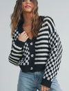 Check Your Stripes Cardi in Black