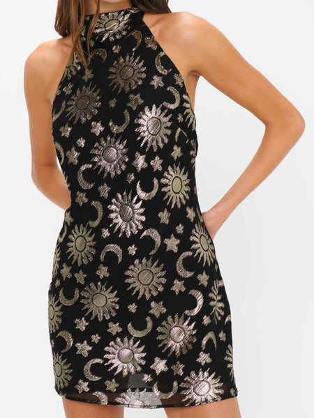 Lisa Mini Dress in Celestial Shimmer Chiffon