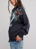 Palm Springs Turtle Graphic Sweatshirt in Washed Black Combo