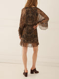 Damask Tunic Mini Dress in Walnut