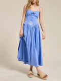 Ocean Muse Embroidered Sundress in Blue