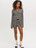 Gingham Knit Jacket in Black