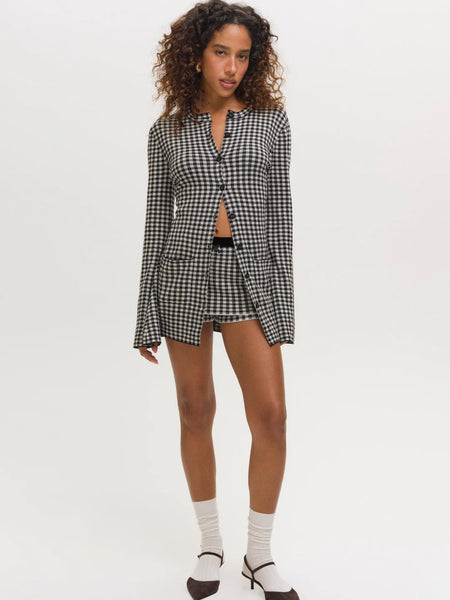 Gingham Knit Jacket in Black