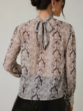 Slinking Along Blouse in Grey Snake