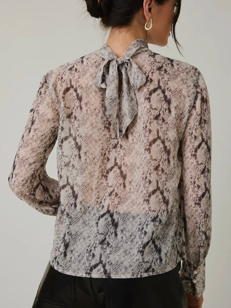 Slinking Along Blouse in Grey Snake