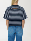 Mae Cropped Tee in Navy Stripe