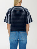 Mae Cropped Tee in Navy Stripe