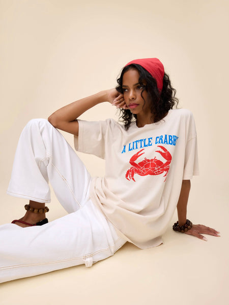 A Little Crabby Merch Tee in Dirty White