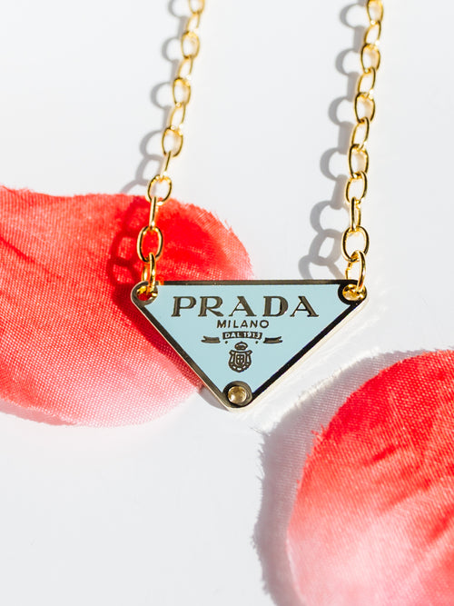 Triangle Repurposed Necklace in Sky Blue