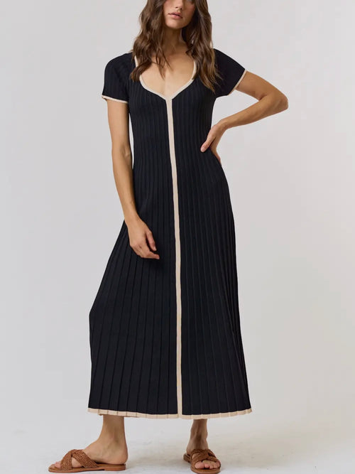 Let's Get The Tea Knit Dress in Black