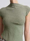 Radial Rib Asymmetrical Top in Olive