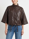 Vivianne Faux Leather Cape in Chocolate
