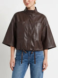 Vivianne Faux Leather Cape in Chocolate