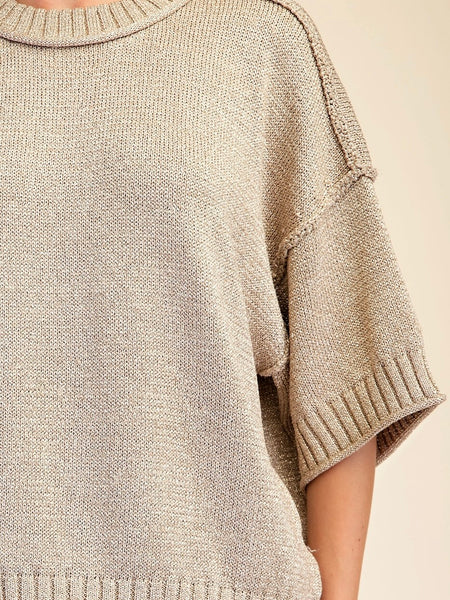 Doing The Most Sweater in Light Gold