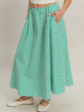 Stay Striped Maxi Skirt in Green