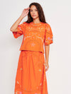 Pewter Top in Orange Embroidery