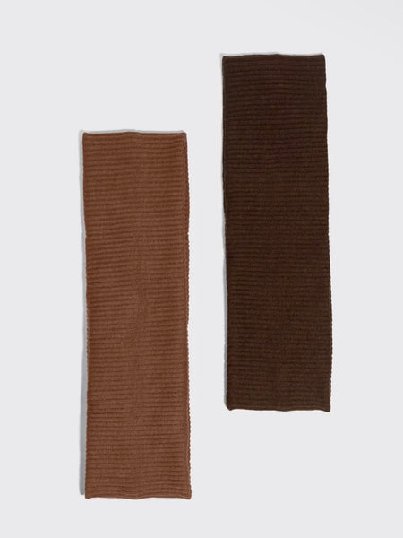 Recycled Fabric Ribbed Elastic Headbands 2pk in Mocha & Chocolate