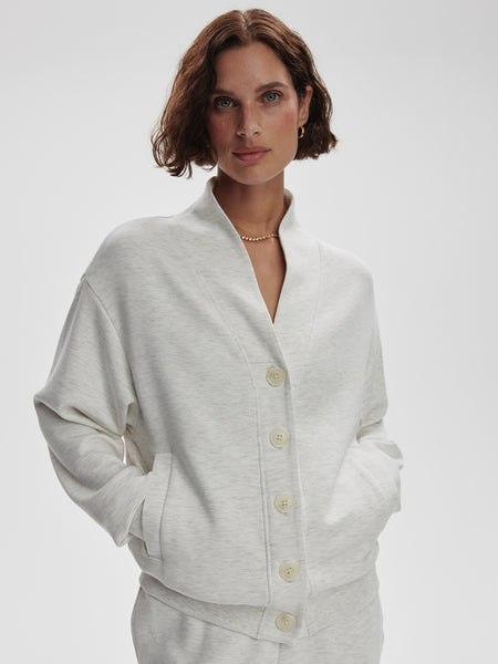 Celeste Button Through Sweat in Ivory Marl