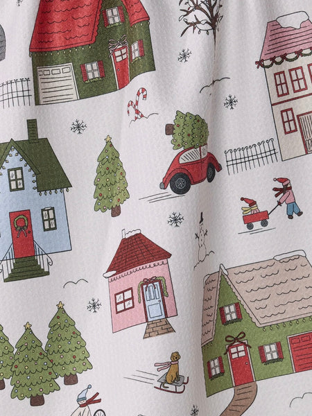 Winter Village Tea Towel