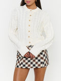 Chimney Cardigan in Cream Cable Knit