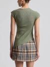 Radial Rib Asymmetrical Top in Olive
