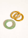 Moss Stone Ring Set in Green