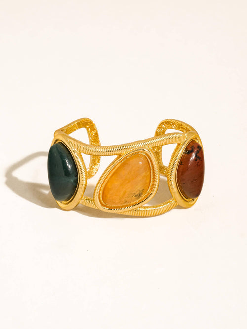 Auburn Stone Cuff Bracelet in Gold