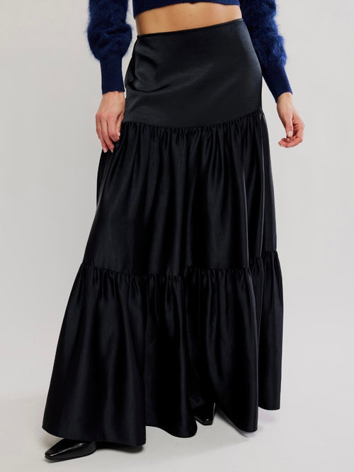 Juliette Satin Maxi in Black