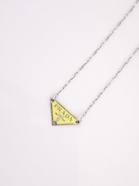 Repurposed Triangle Necklace in Butter Yellow