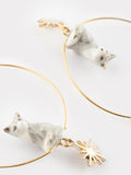 Polar Fox Small Hoop & Gold Star Earrings