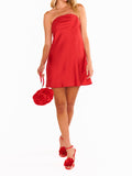 Taylor Tube Mini Dress in Red Luxe Satin