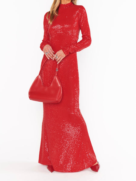 All Out Maxi Dress in Red Sequins