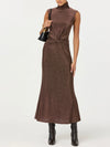 Riana Dress in Brown Metallic