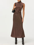 Riana Dress in Brown Metallic