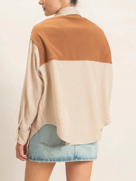 Soften Your Shoulders Button Up in Camel