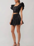 All Ruffled Up Top in Black