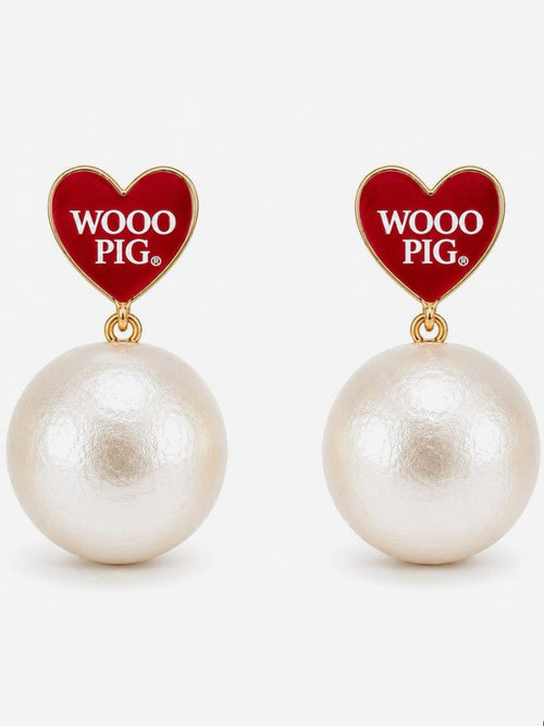 Arkansas Heart Pearl Drop Earrings