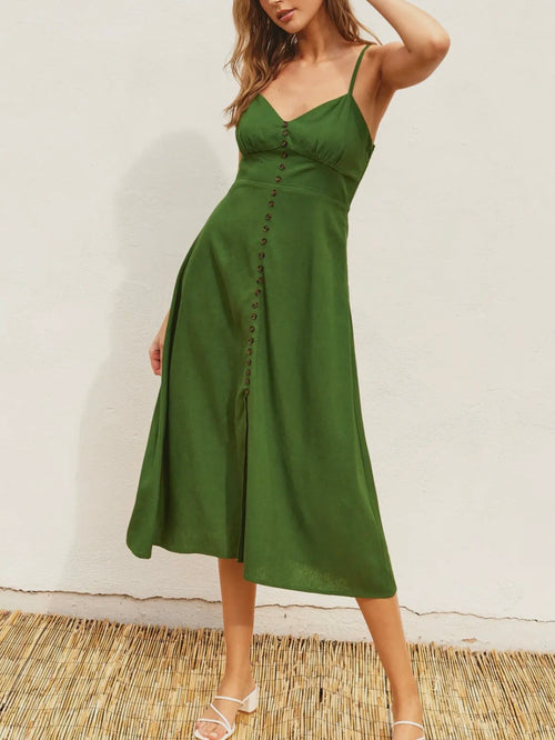 All That Buttons Dress in Ibiza Green