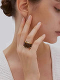 Josiah Enamel Band Ring in Brown