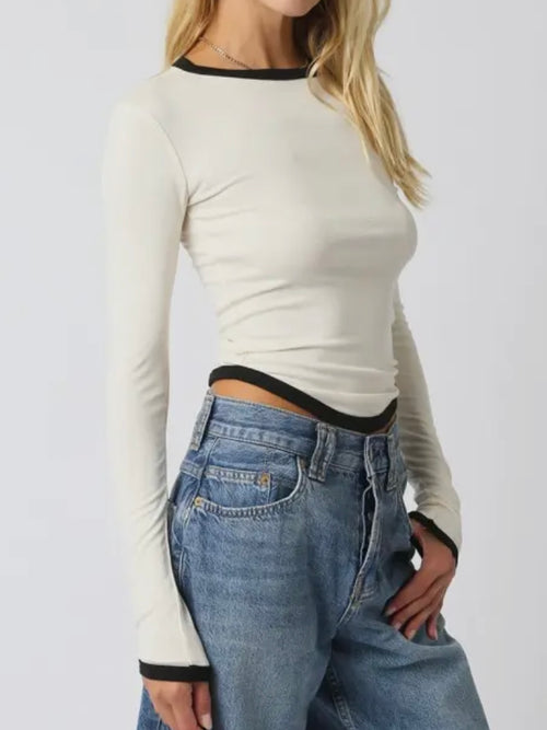 I'm On Bordered Top in Cream