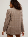 Paper Cut Blazer Pinstripe in Chocolate Combo