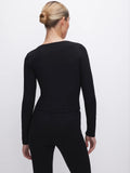 Ponte Button Corset Top in Black