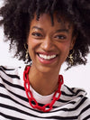 Jenna Chain Link Beaded Necklace in Red